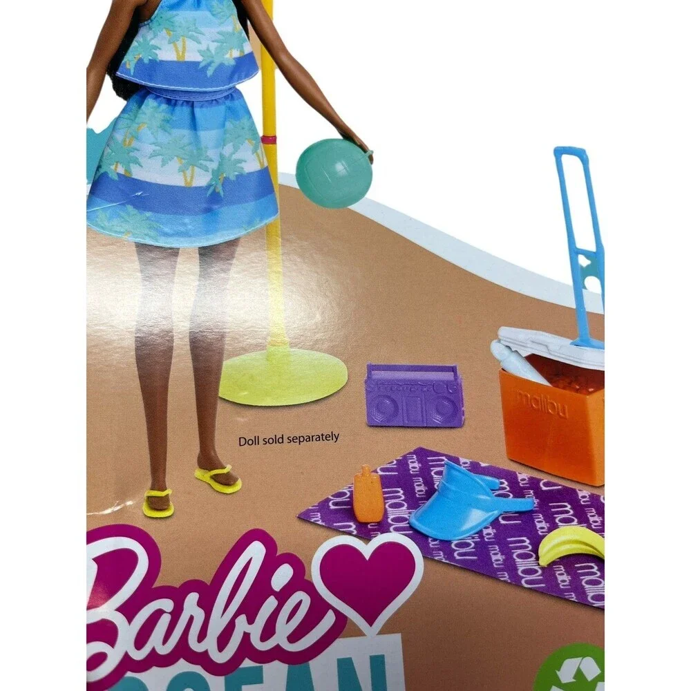 Barbie Loves The Ocean Beach Volleyball Playset Recycled Plastic Accessories NIB